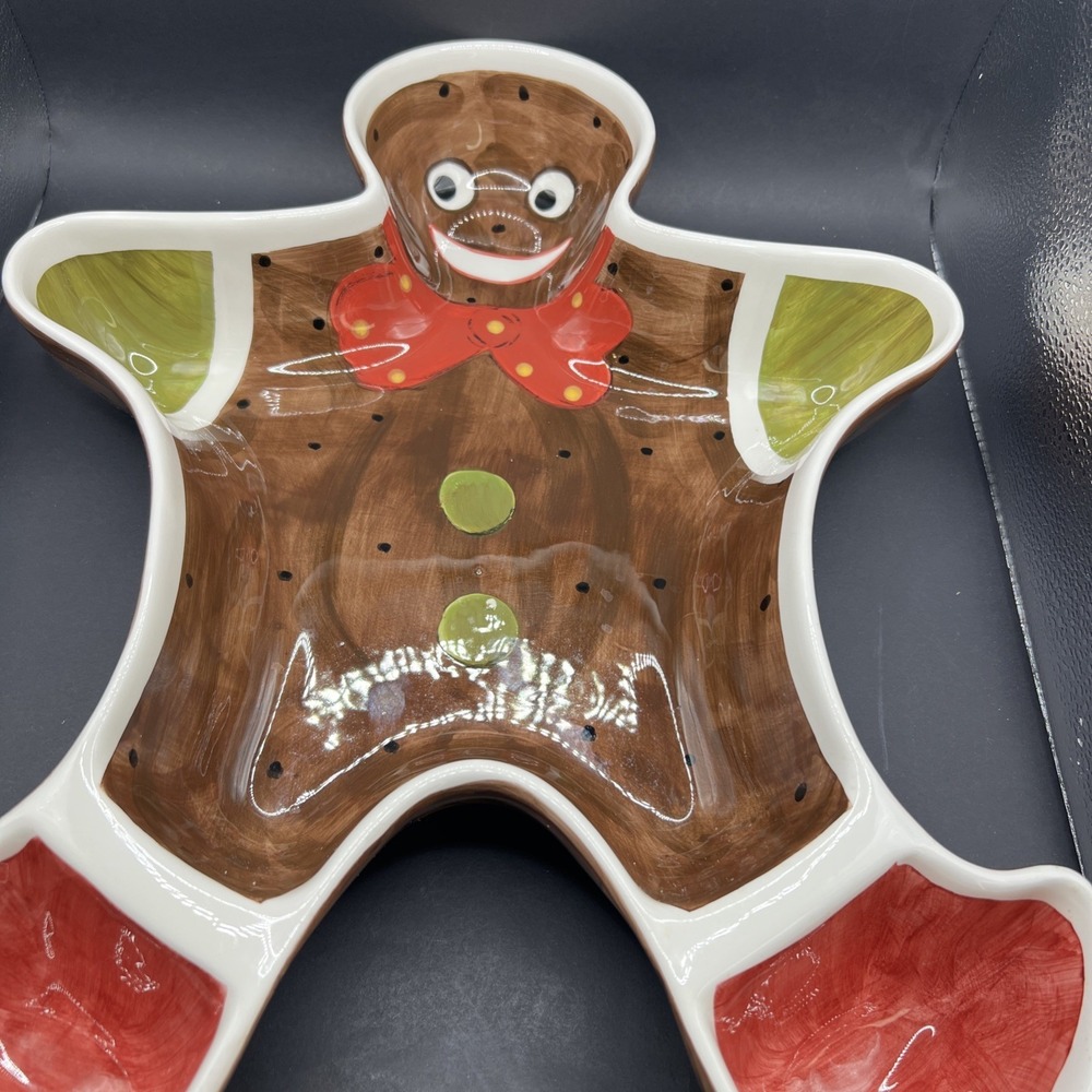 Tabletops Unlimited Gingerbread House Serving Platter Chips & Dip Hand Painted